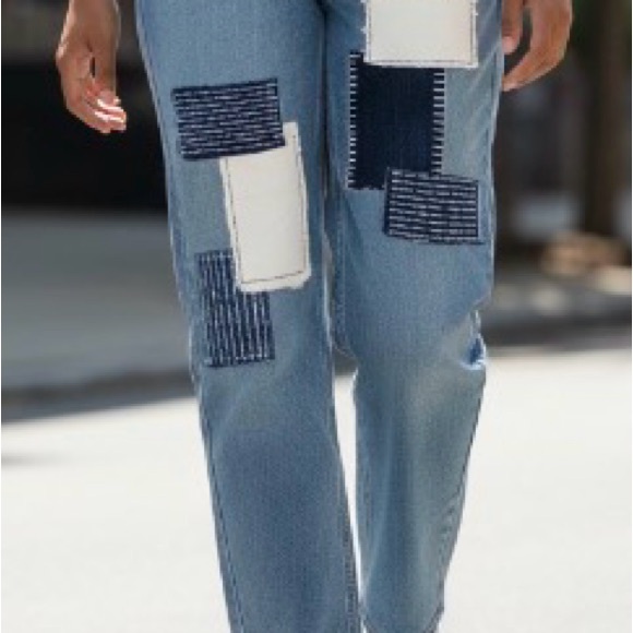 James Jeans light blue stretchy cigarette jeans unique patchwork design size 25 - Picture 2 of 9